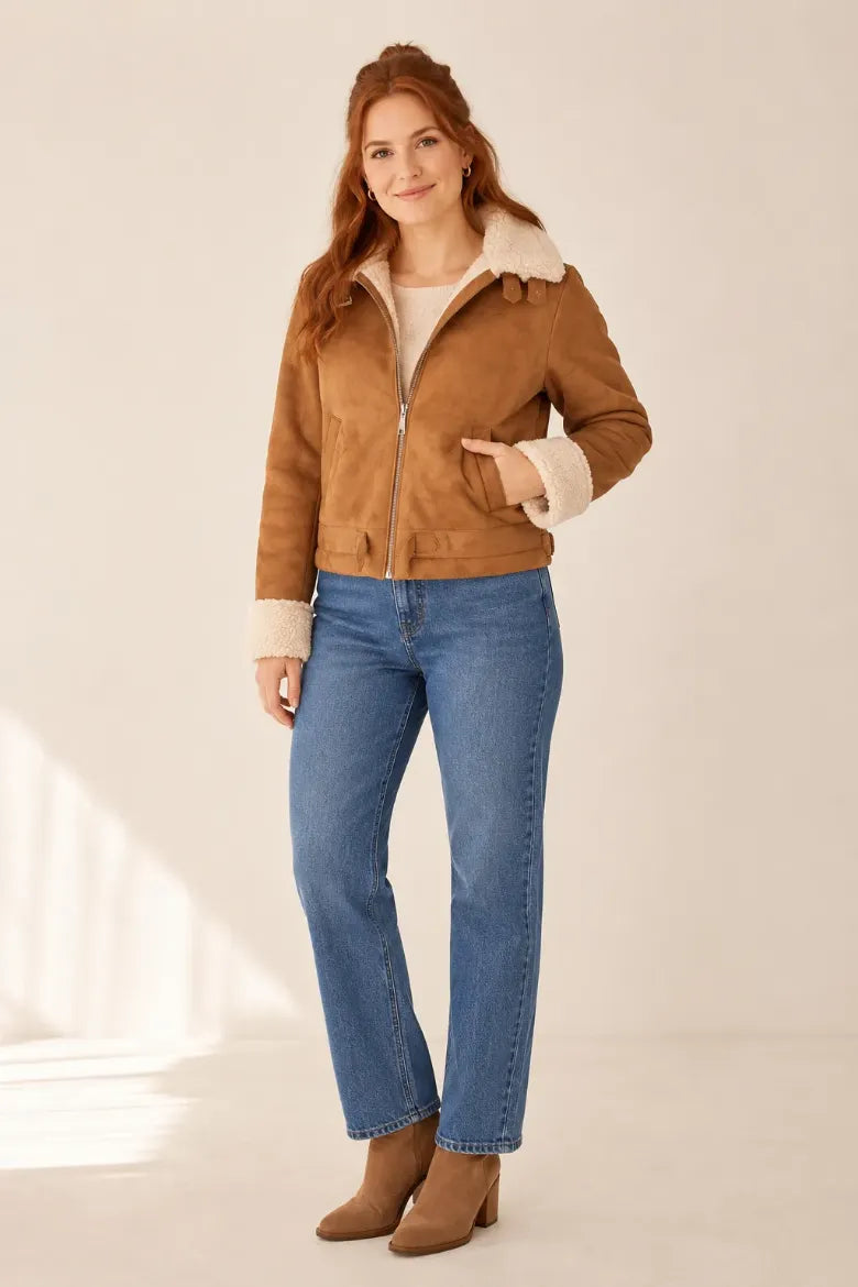 Sherpa Lined Faux Suede Peace Jackets