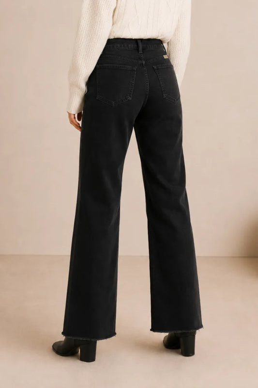 31" INSEAM WIDE LEG FRAY HEM JEAN