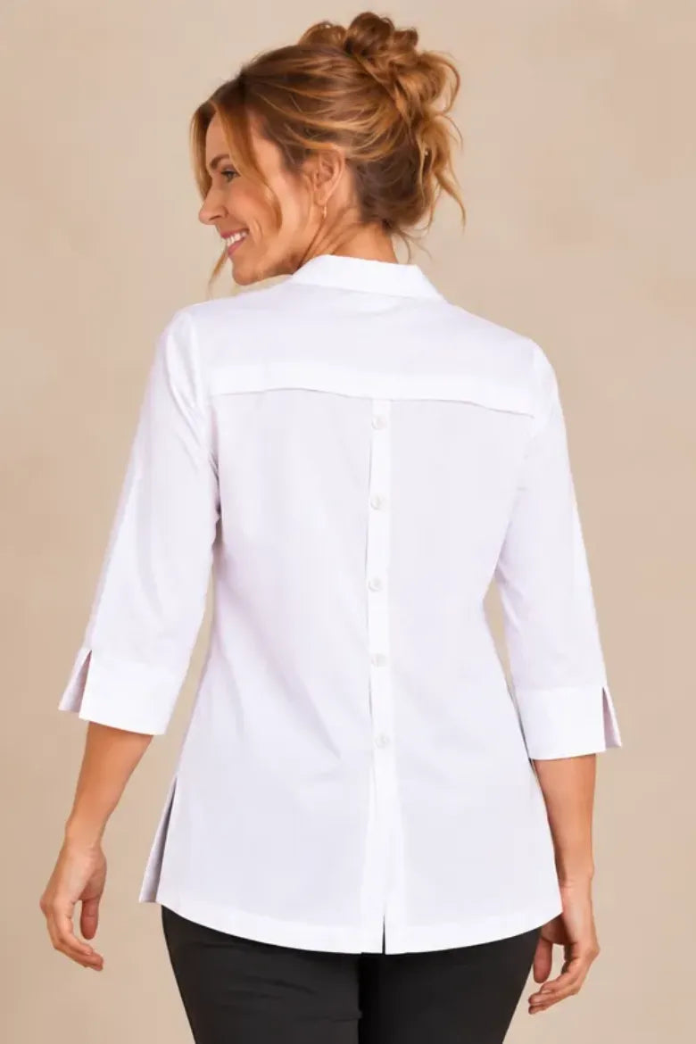 Poplin Akoya Shell Button Back Shirt