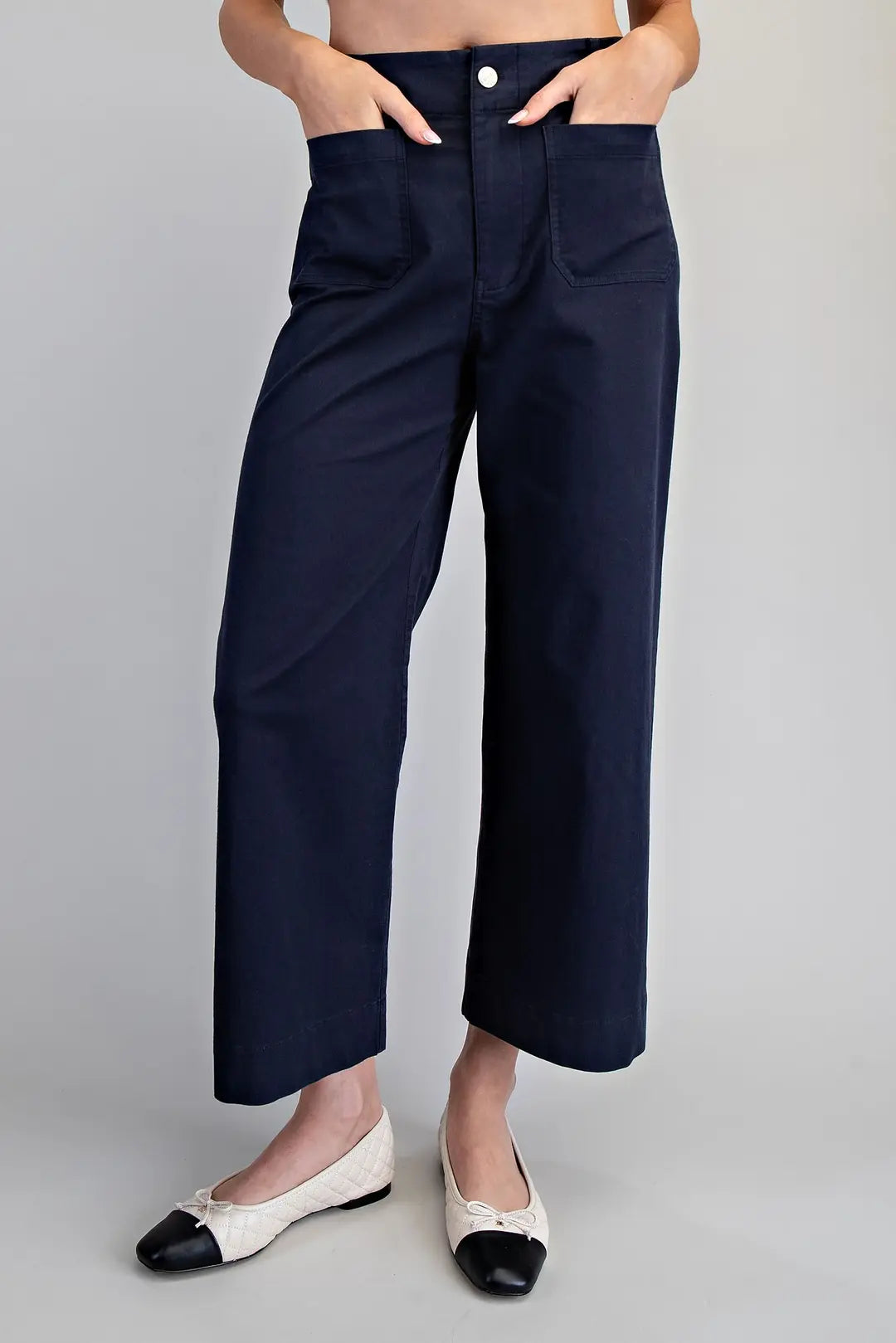 EE:SOME Solid Straight Leg Pants - NAVY