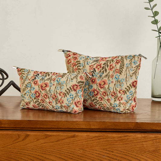 Wildflower Print Toiletry / Makeup Bag - Cosmetic Bag