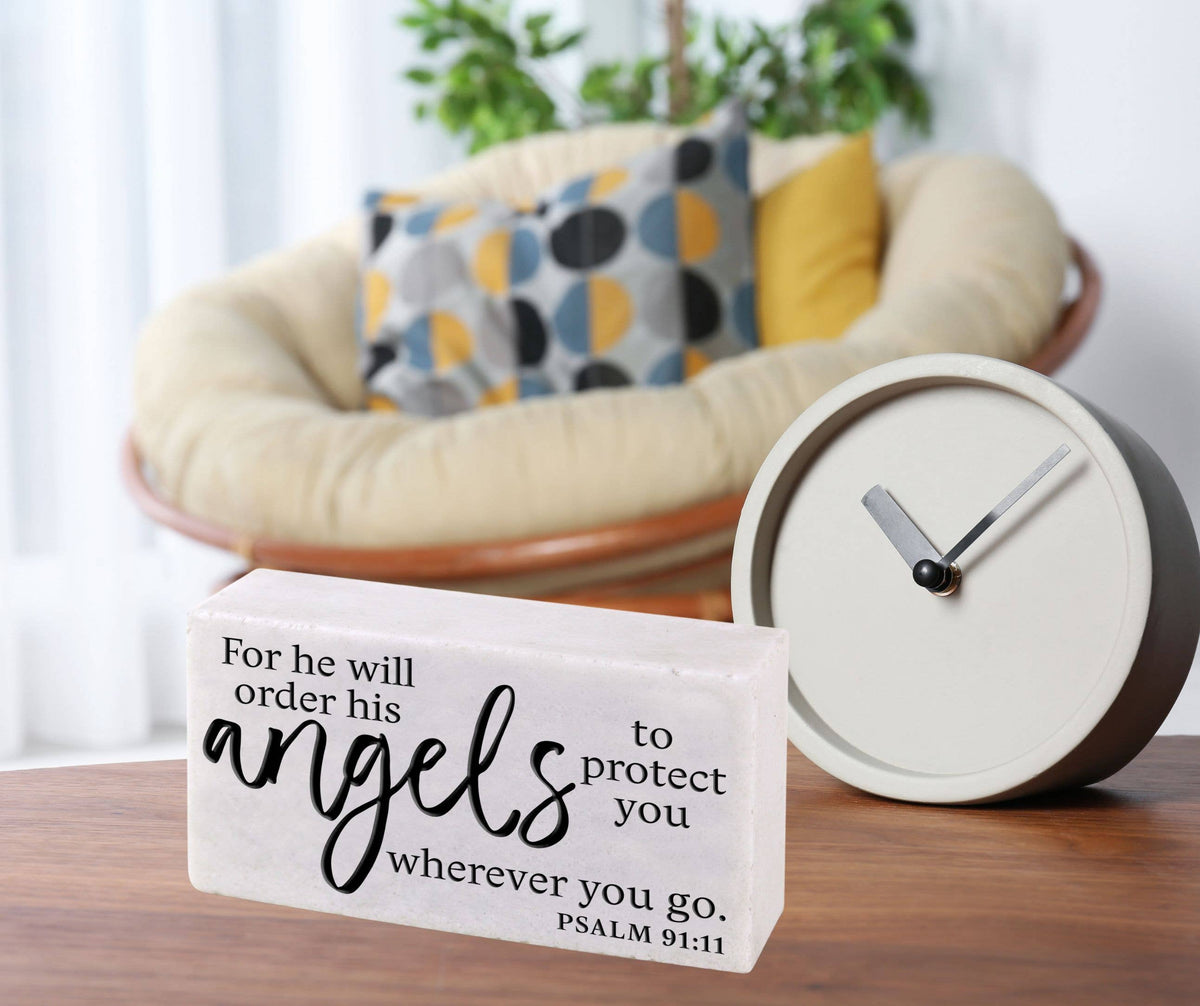 LCP Plaque Cast Stone He Will Order Angels