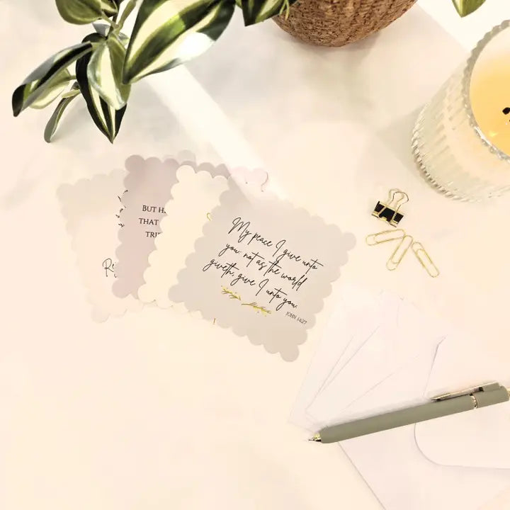 Scripture Vellum Notecards - Gold Foil Scalloped