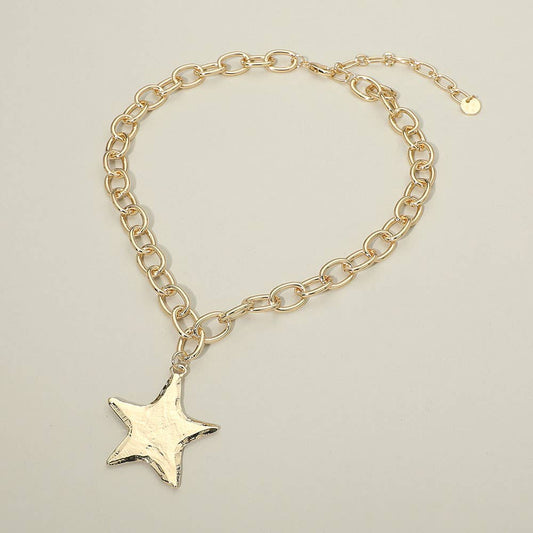 Metal Star Charm Pendant Chunky Chain Necklace