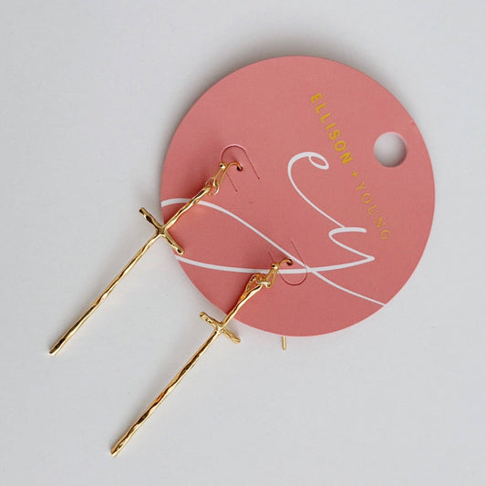 Minimal Molten Cross Earrings