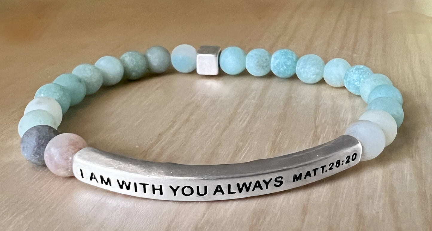 “I Am With You Always” Scripture Beaded Bracelet