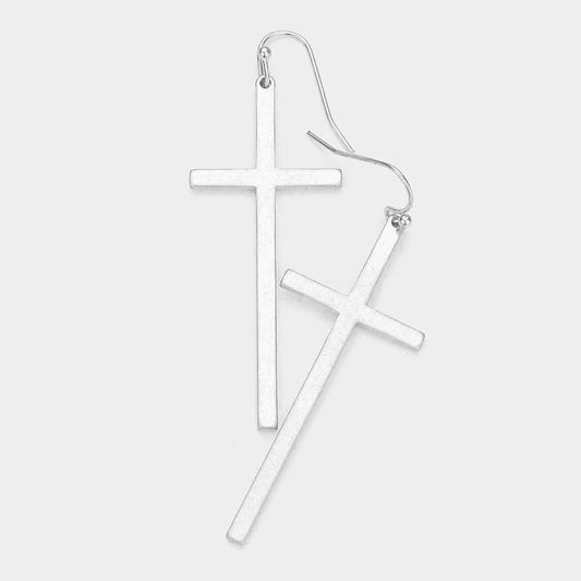 Metal Cross Dangle Earrings