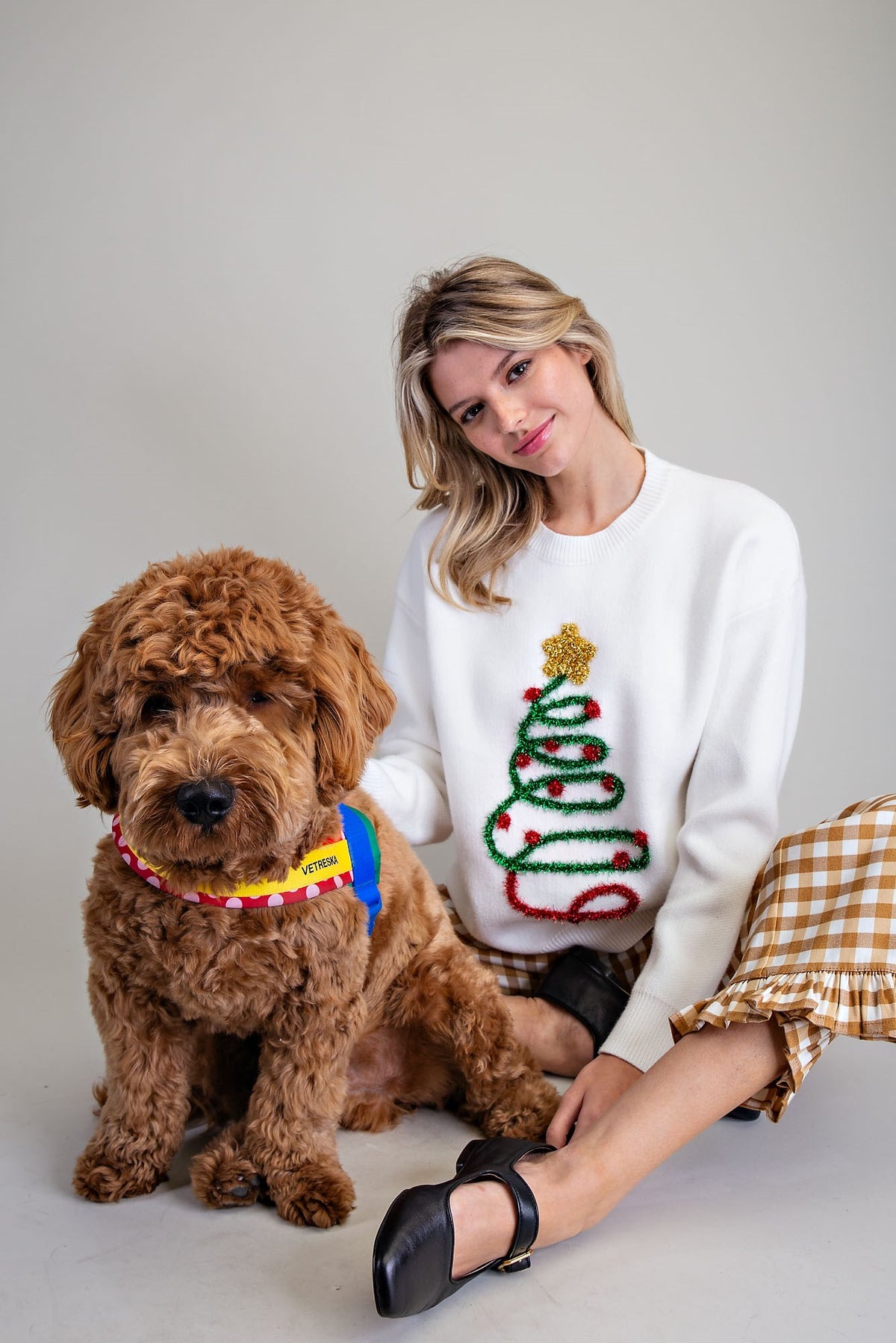 EE:SOME Tinsel Christmas Tree Round Neck Sweater