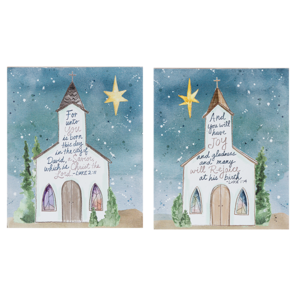 Watercolor Church Art Blocks