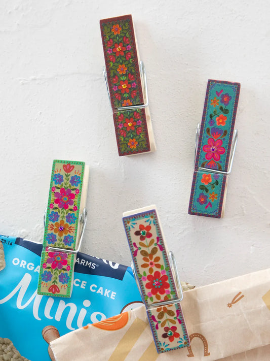 NL Happy Clips, Set of 4 - Multicolored Floral