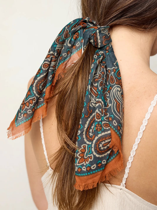 Natural Life Printed Cotton Bandana - Charcoal