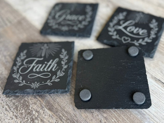 Slate Inspirational Coasters - Black