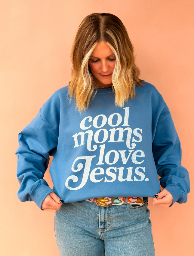 Cool Moms Love Jesus - Indigo Sweatshirt