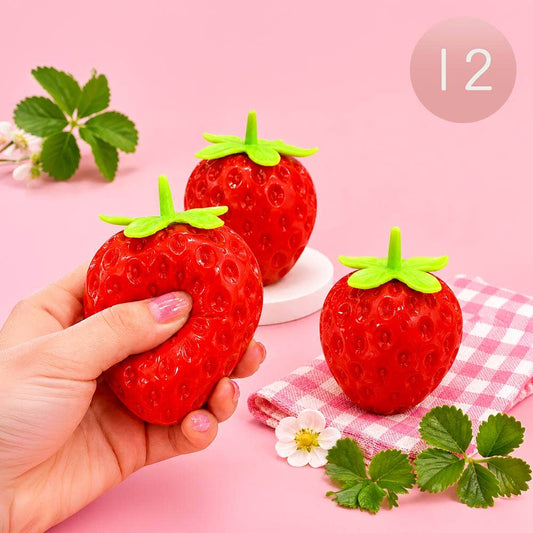 12PCS - Strawberry Squeeze Squishy Stress Relief Toy