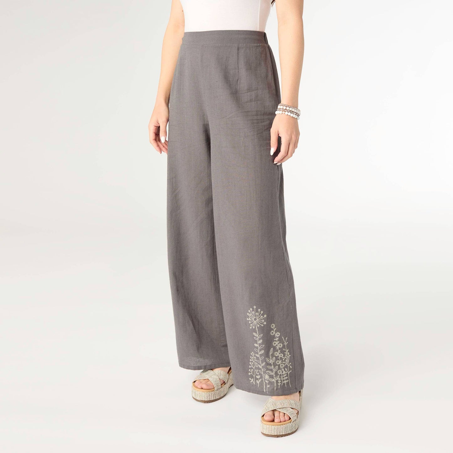 Ava Pant with Floral Embroidery