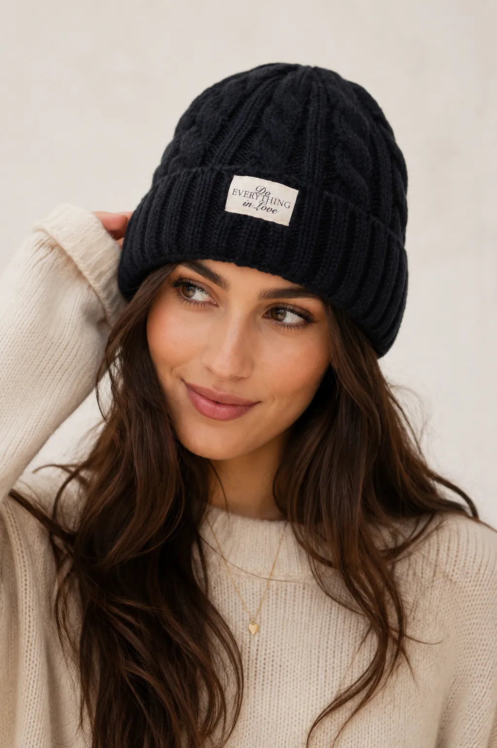 CABLE KNIT BEANIE