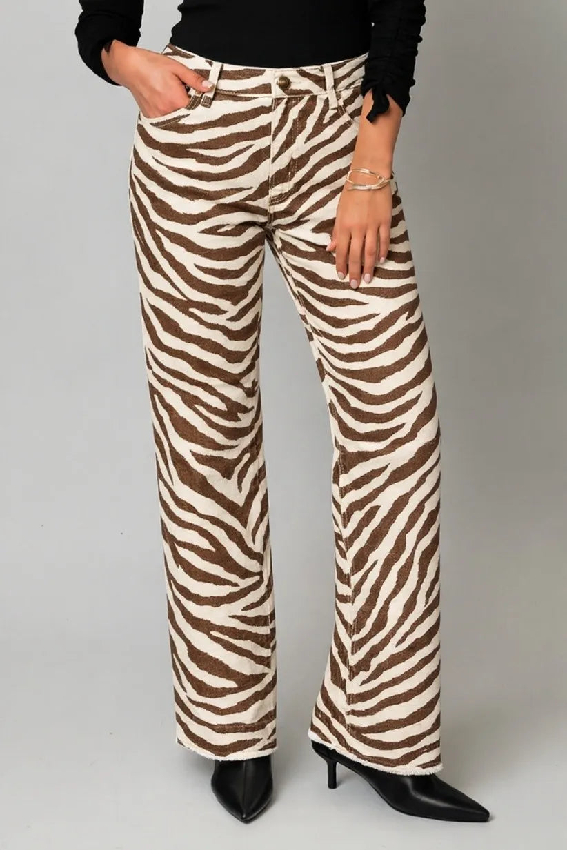 BABY ZEBRA 31" INSEAM FRAY HEM WIDE LEG PANT
