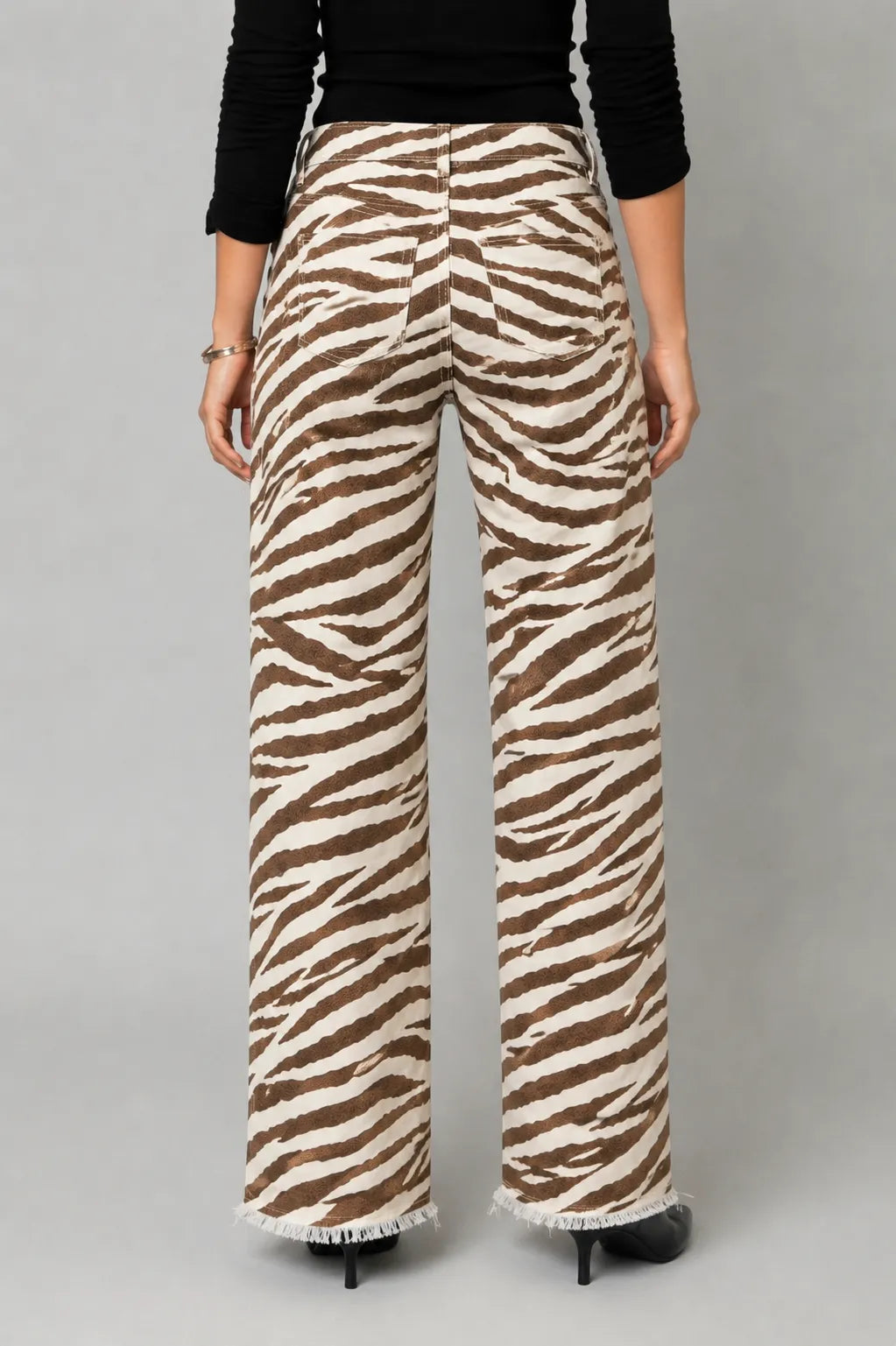 BABY ZEBRA 31" INSEAM FRAY HEM WIDE LEG PANT