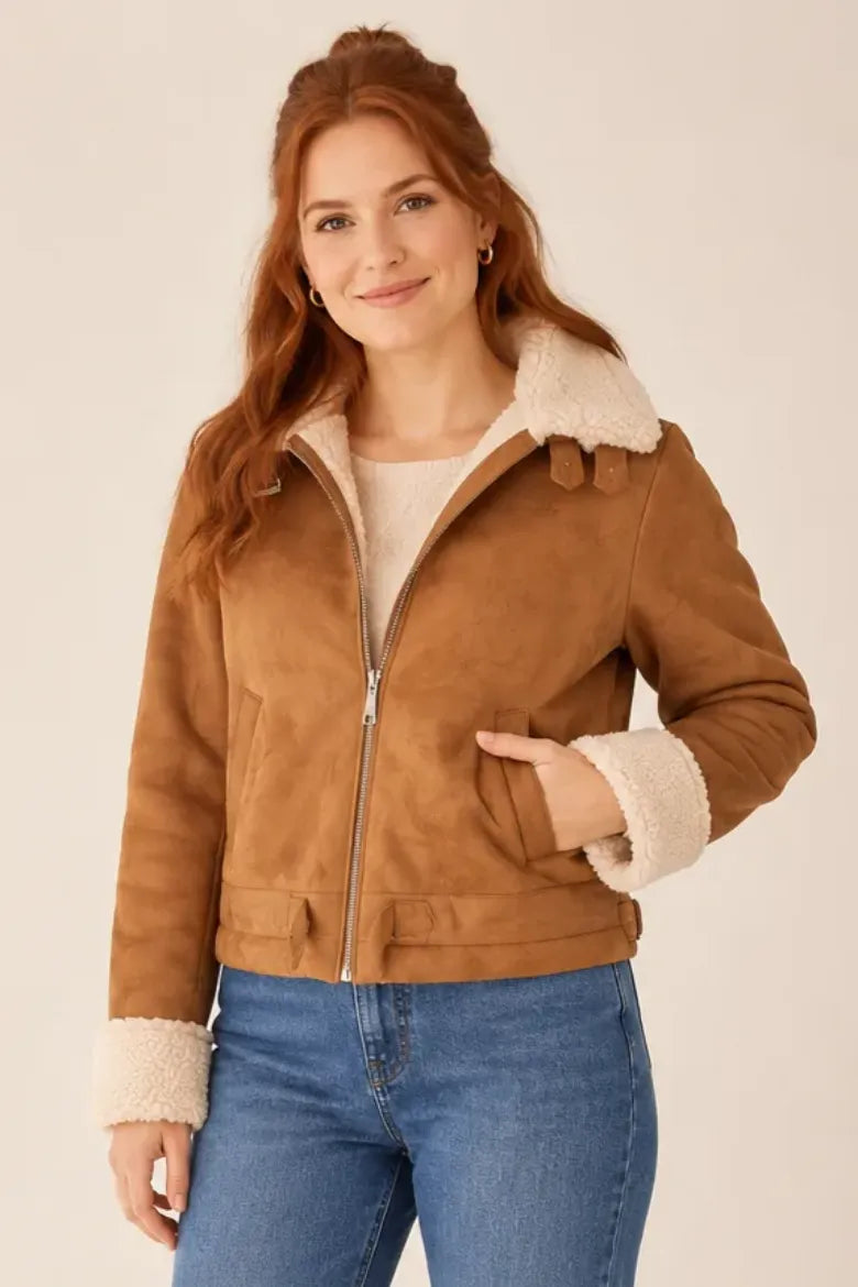 Sherpa Lined Faux Suede Peace Jackets