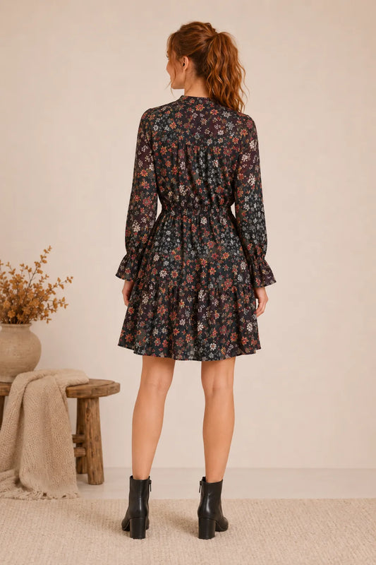 GEORGETTE FLORAL TIERED DRESS
