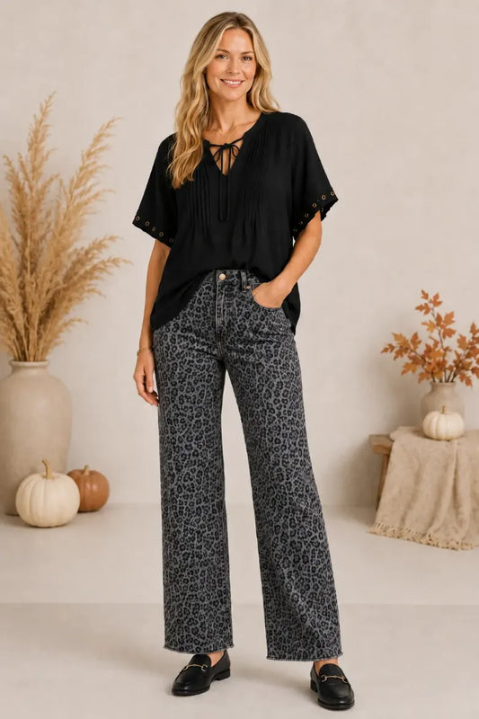 Platinum Animal 31" Inseam Wide Leg Fray Hem Jean