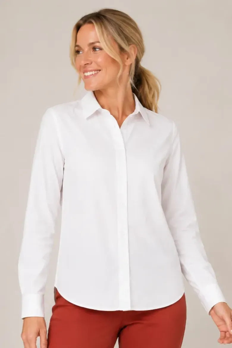 Poplin Button Front Top