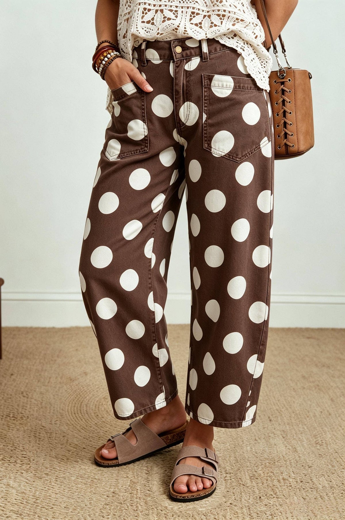 NEW Polka Dot Ankle Length Casual Shift Jeans