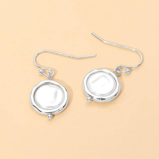 Round Pearl Drop Dangle Earrings