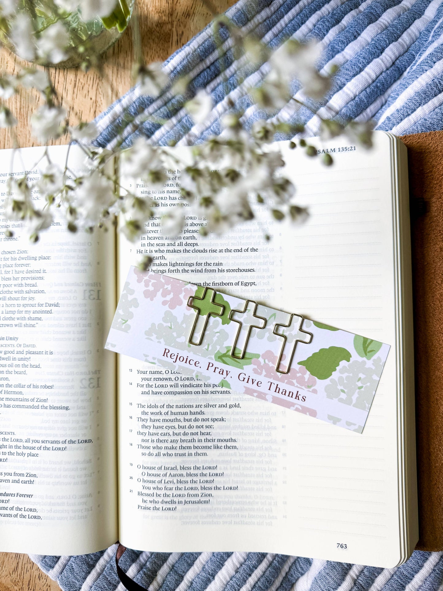 Cross Paperclip and Bookmark Set- Rejoice, Pray, Give Thanks