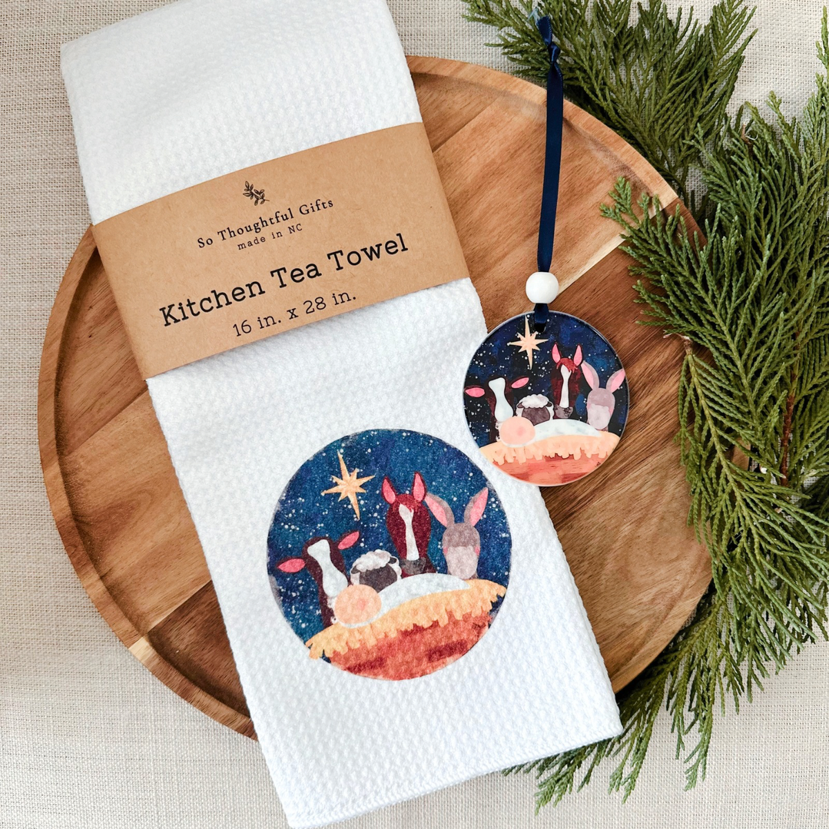 Christmas Gift Set - Nativity Animal | Towel & Ornament
