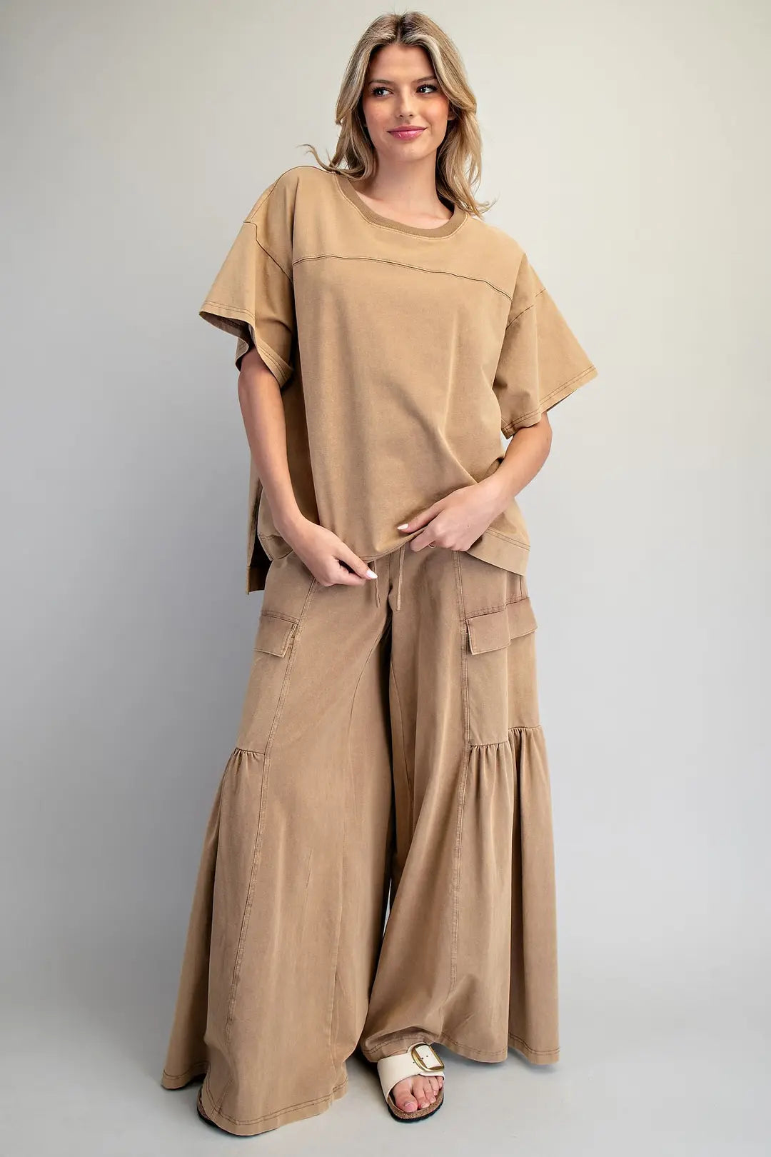 Mineral Washed Round Neck Top: by EE:SOME