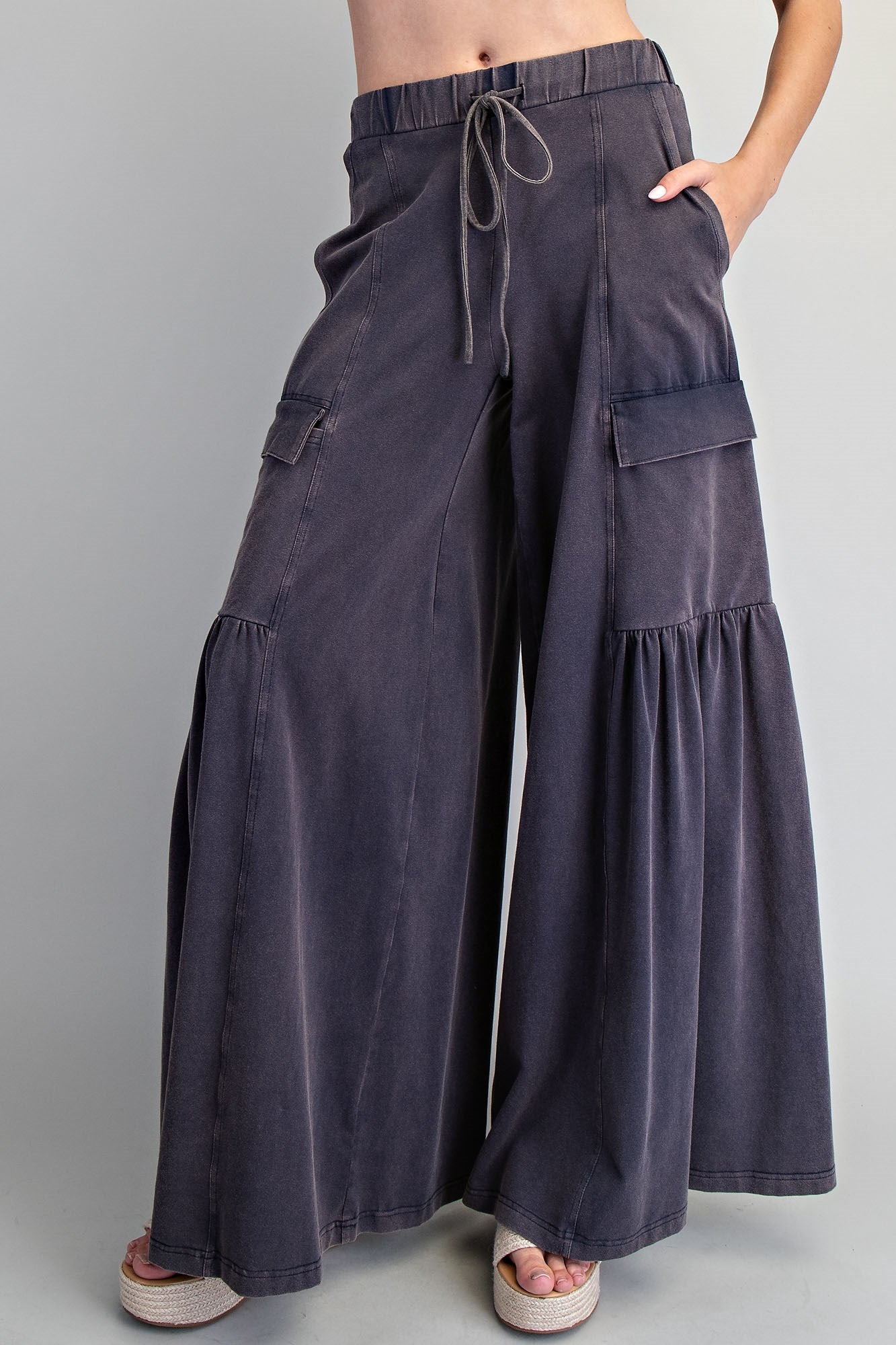 ee:some Mineral Washed Tiered Wide Leg Pants