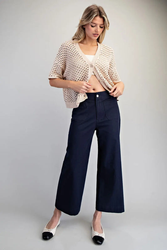 EE:SOME Solid Straight Leg Pants - NAVY