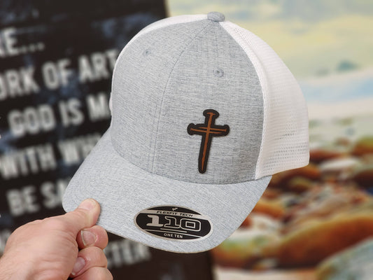 Nail Cross Leather Patch Hat – Faith Gray Mesh Trucker