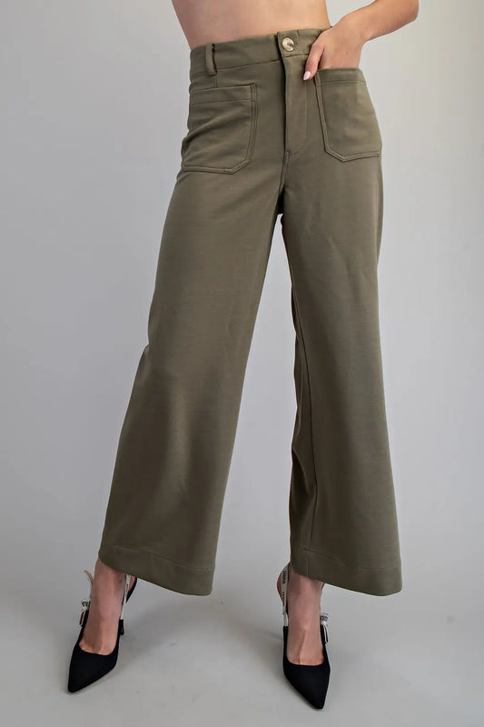 EE:SOME Solid Zipper Front Pants - Dry Herb