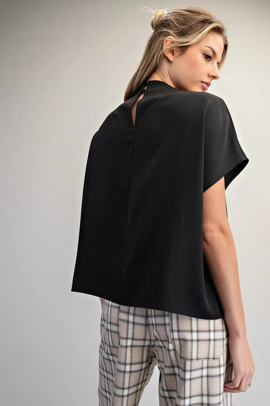 EE:SOME Solid Mock Neck Blouse
