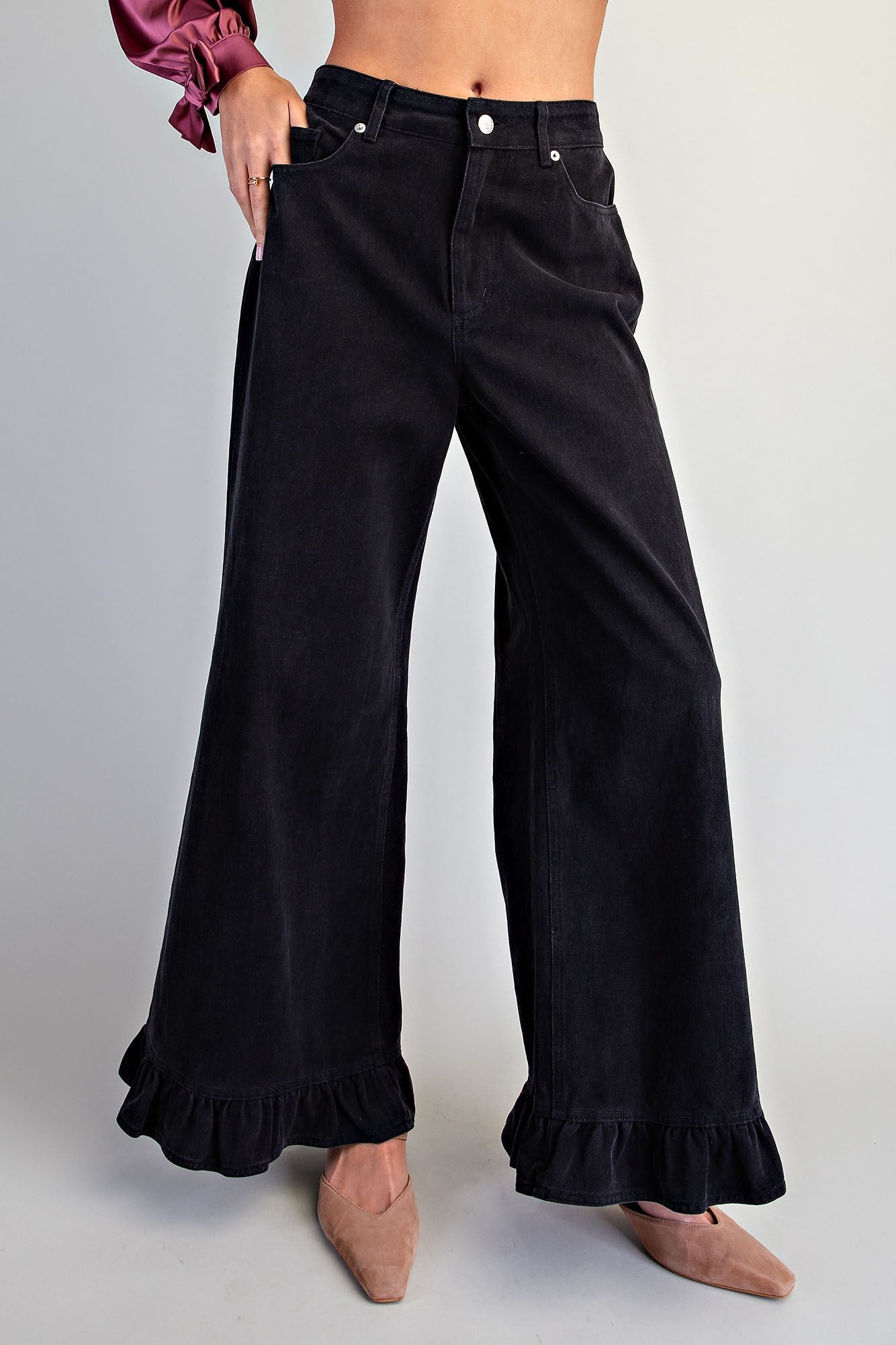ee:some Ruffle Hem Wide Leg Pants