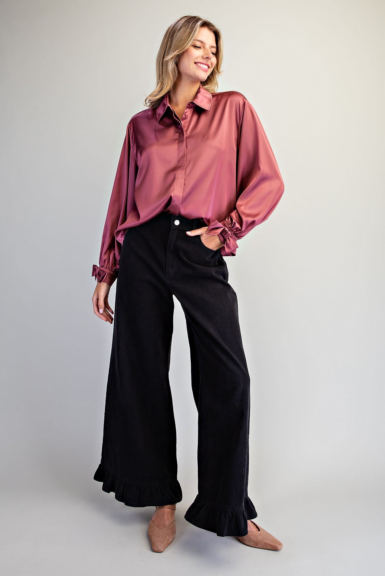 ee:some Ruffle Hem Wide Leg Pants