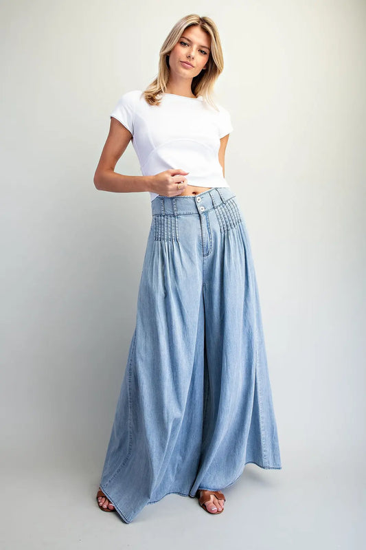 EE:SOME Pintuck Denim Wide Leg Pants