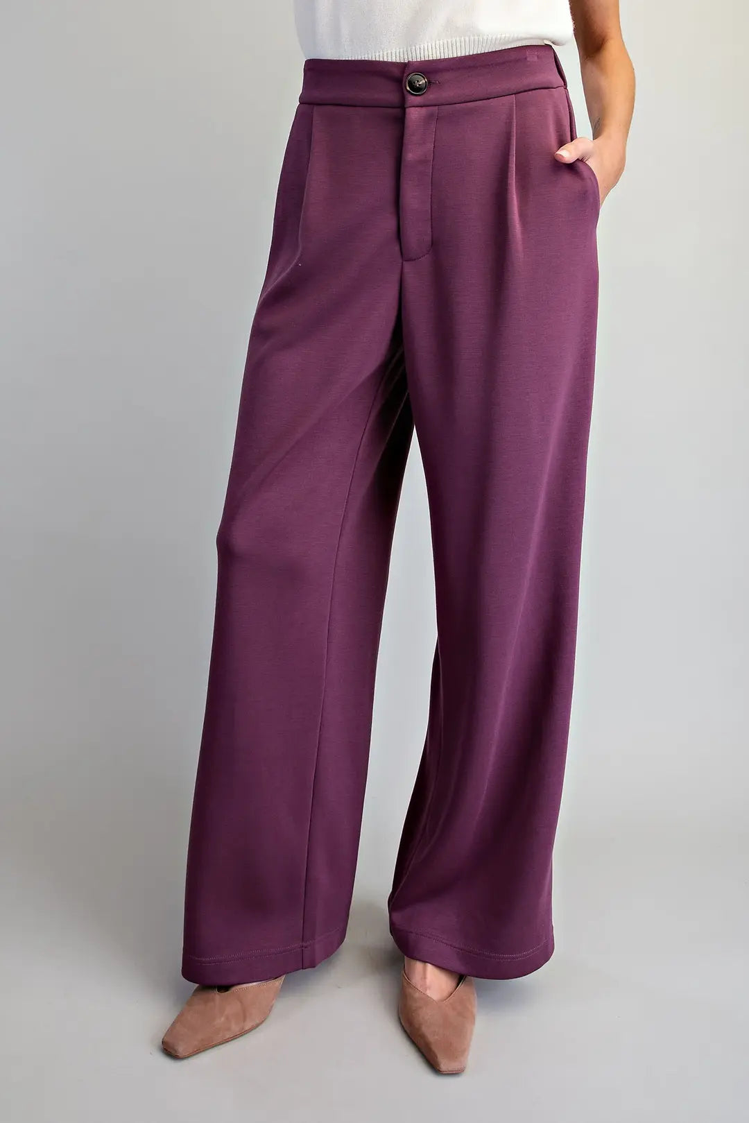 Fall Trousers Pleated Elastic Back Waist Pants