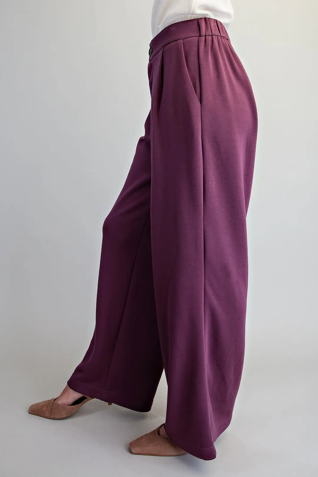 Fall Trousers Pleated Elastic Back Waist Pants