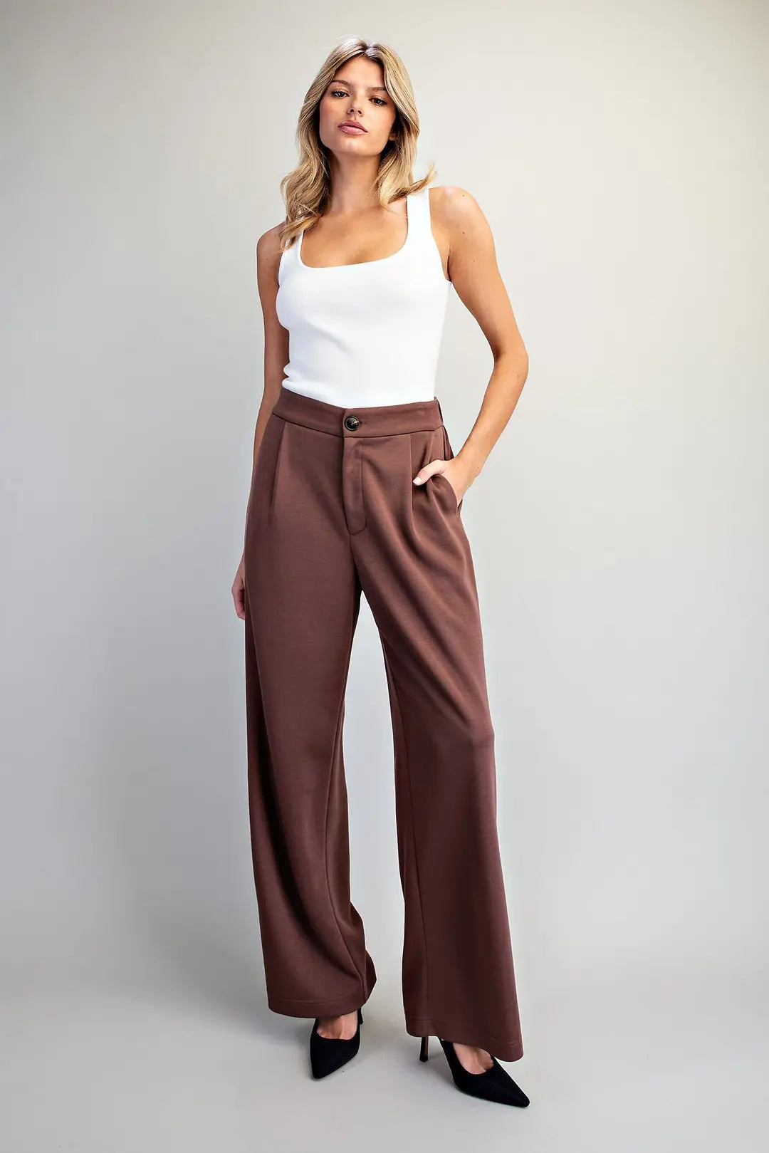 Fall Trousers Pleated Elastic Back Waist Pants