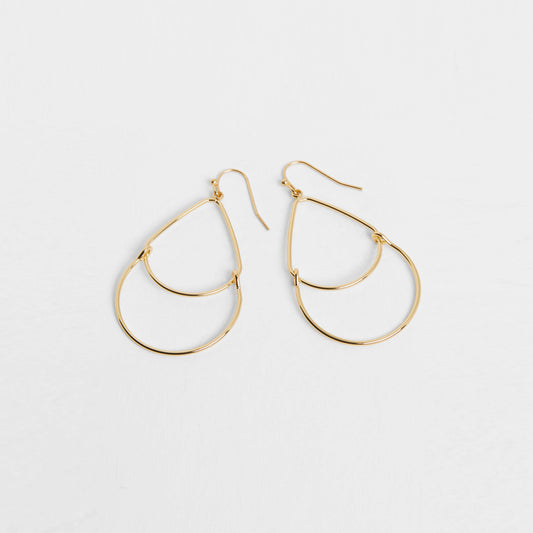Double Teardrop Dangle Earring - Gold