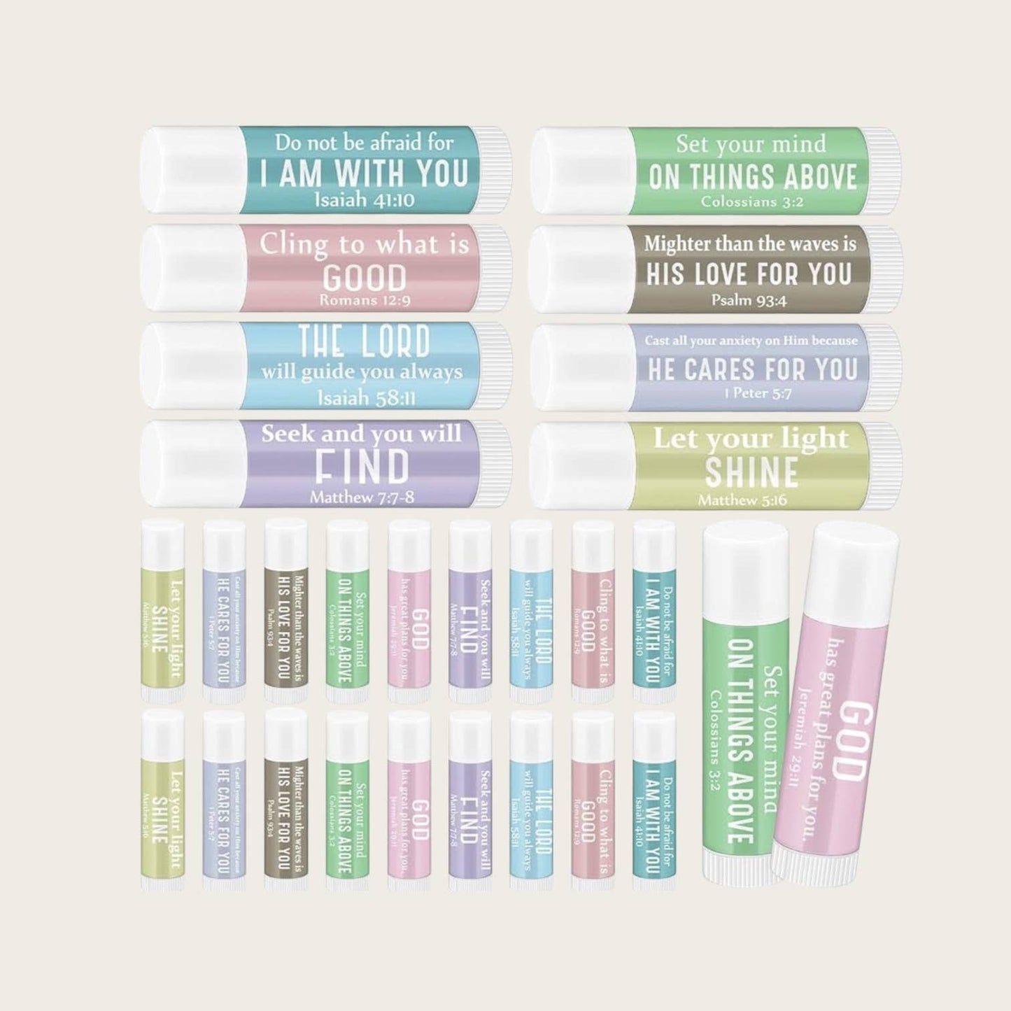 Christian theme Bible verse lip balms