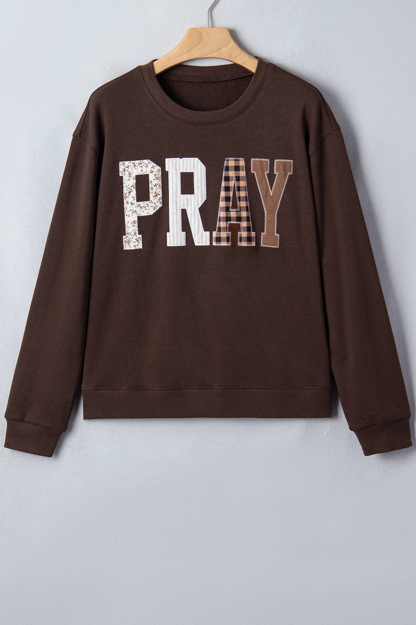 Striped PRAY Embroidered Patch Western Sweatshirt