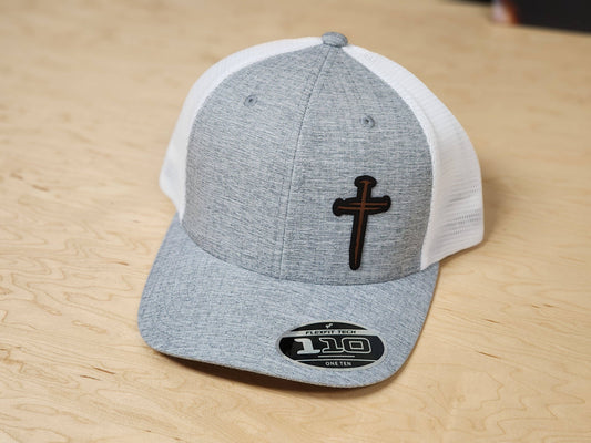 Nail Cross Leather Patch Hat – Faith Gray Mesh Trucker