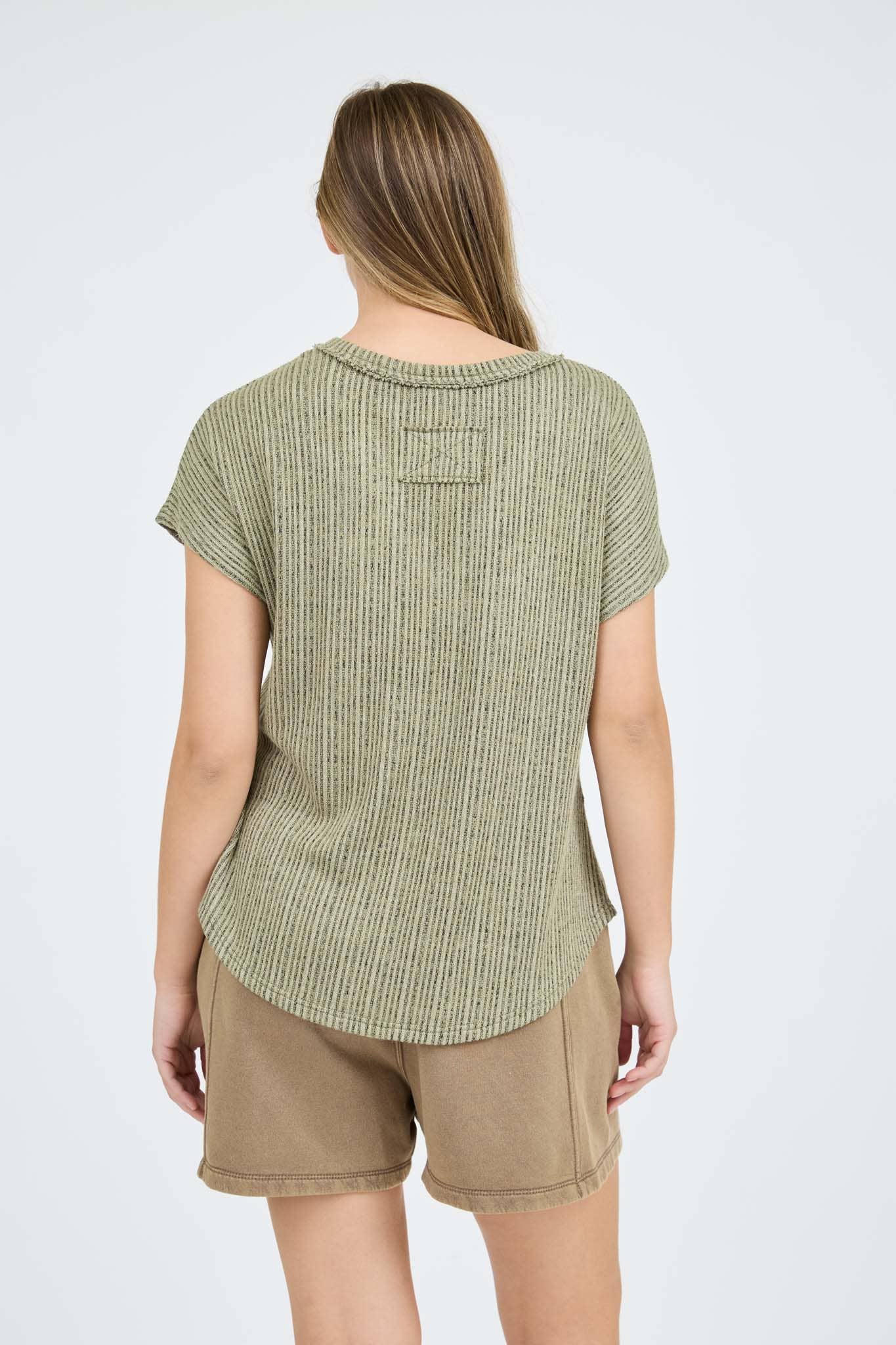 Blu Pepper PLUS V NECK EXTENDED SHORT SLEEVE SWEATER KNIT TOP