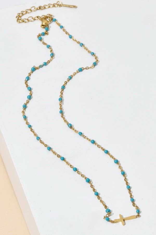 18K STAINLESS STEEL TARNISH FREE CROSS NECKLACE | 40NK9539