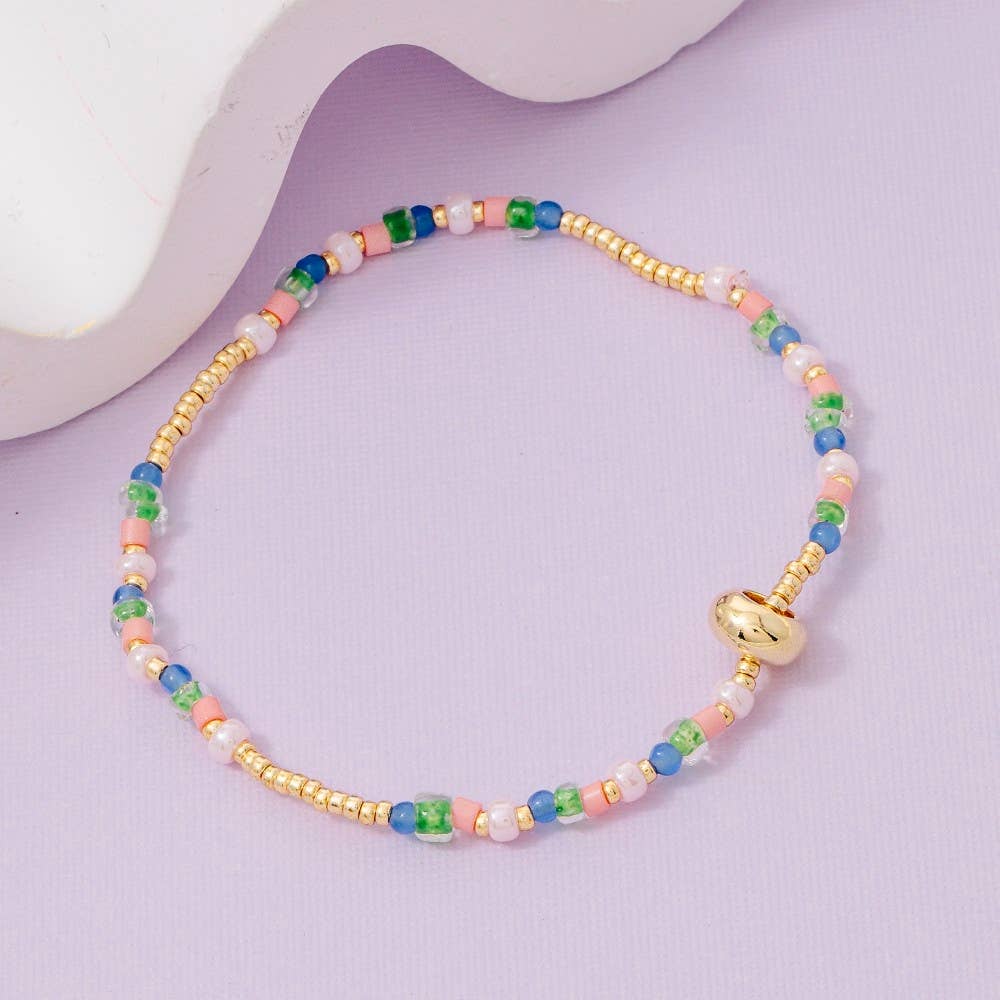 Assorted Mixed Stainless Steel With Glass Beads Bracelet