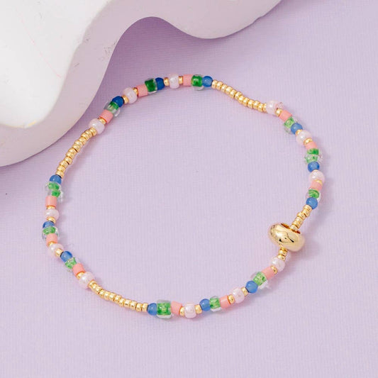 Assorted Mixed Stainless Steel With Glass Beads Bracelet